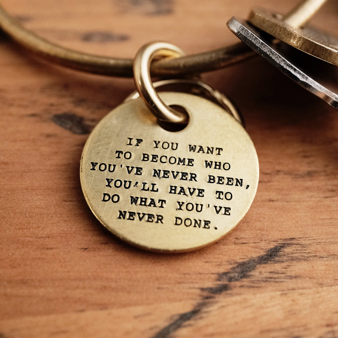 Brass Coin Keychain - Choose A Motto