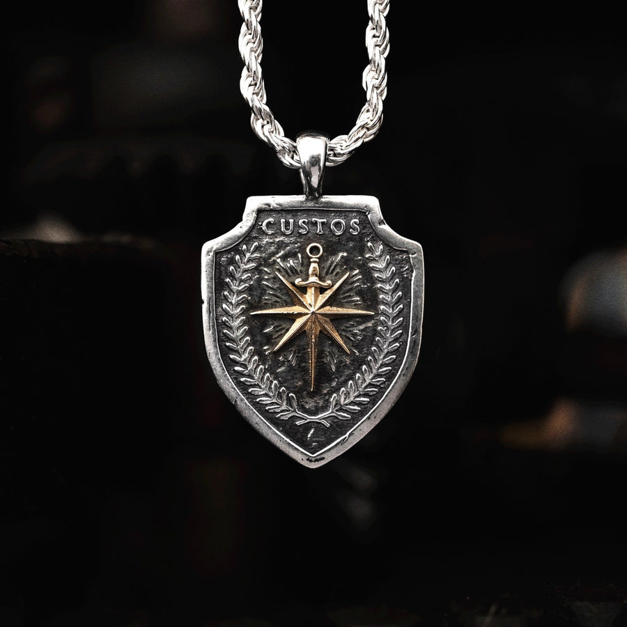 SHIELD OF FATHERHOOD - 14K Gold Inlaid North Star Dagger