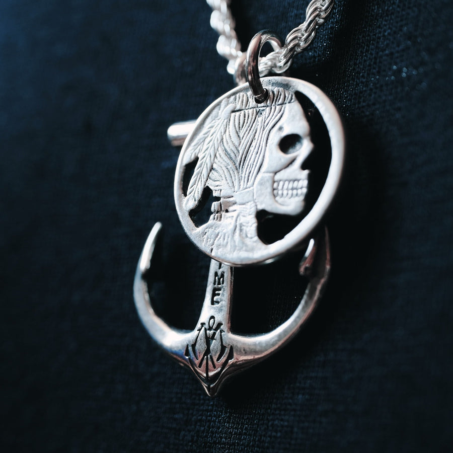 Sterling Anchor Necklace & Sterling Hobo Nickel Indian Head Coin