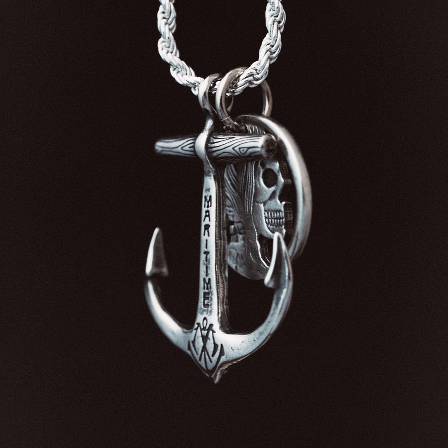 Sterling Anchor Necklace & Sterling Hobo Nickel Indian Head Coin