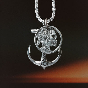 Sterling Anchor Necklace & Sterling Hobo Nickel Indian Head Coin
