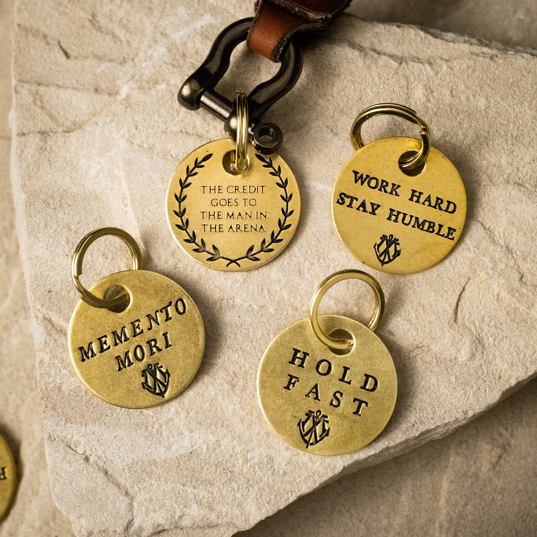 Brass Coin Keychain Pendant - Choose A Motto