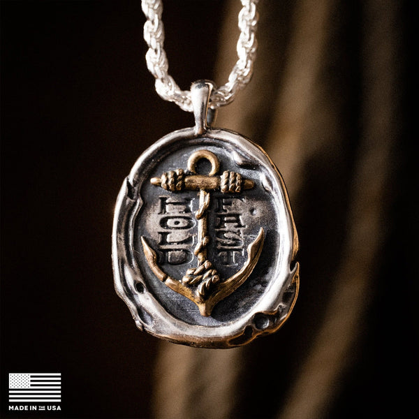 Hold Fast - Wax Seal Necklace With Anchor Hope Motto newest - Antique Wax Seal Jewelry