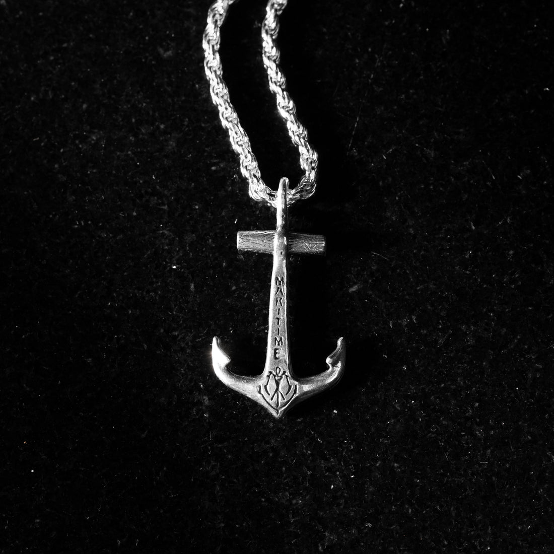 Sterling Silver Mini Anchor Necklace - Custom Stamp Option