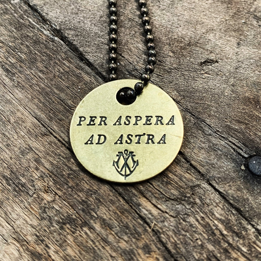 Sterling Silver 'Per Aspera Ad Astra' Necklace Martian Shergottite / Link Chain