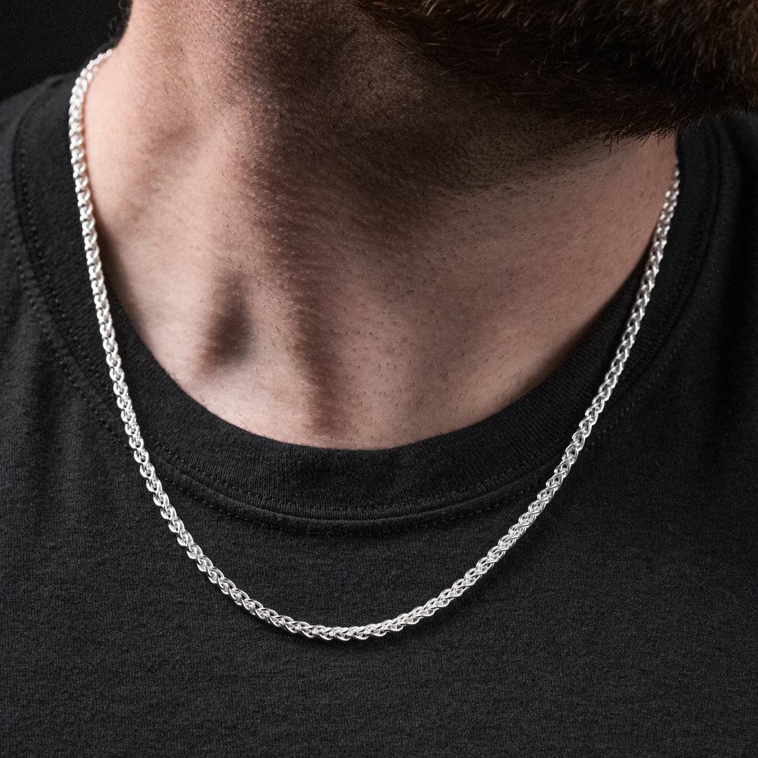 Men's Sterling Silver Necklace with Polished Wheat Chain - Shining Strength  | NOVICA