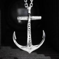 Sterling Silver Anchor Necklace - Custom Coordinates