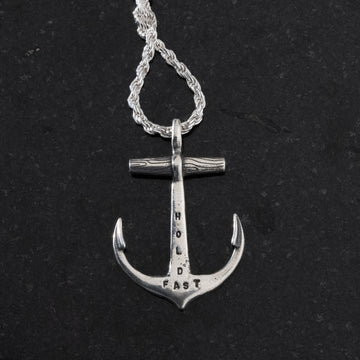 Sterling Silver Anchor Necklace - Custom Stamp Option